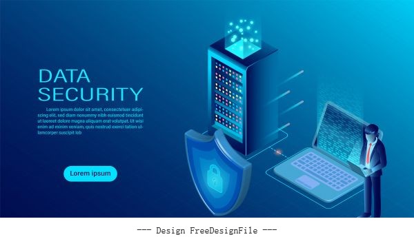 Banner with businessman protect data vector material