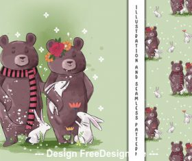 Bear companion decorative poster design vector