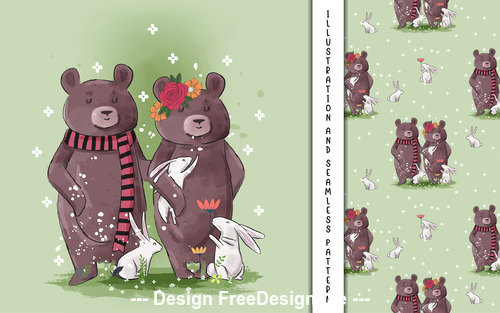 Bear companion decorative poster design vector