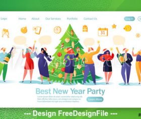 Best New Year party flat character website layout vector
