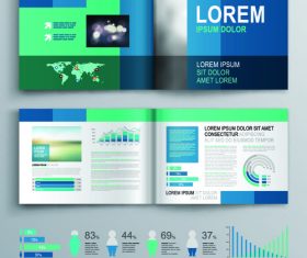 Bi-fold color brochure flyer template information vector