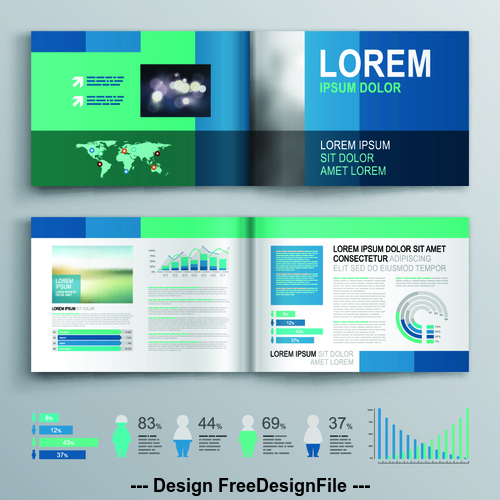 Bi-fold color brochure flyer template information vector