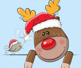 Bird and elk cartoon vector