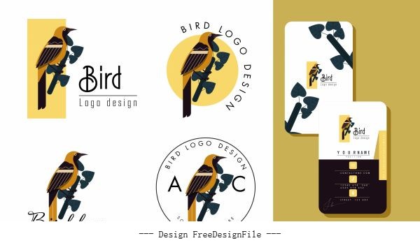 Bird logo templates colored flat decor vector