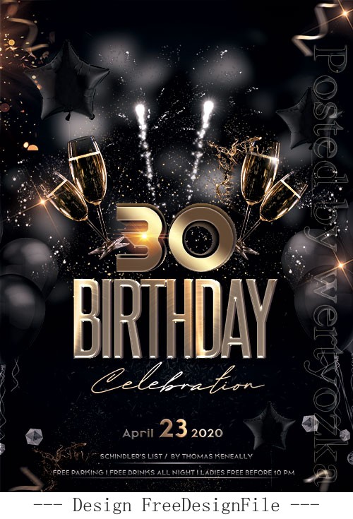 Birthday Music Party Flyer PSD Template
