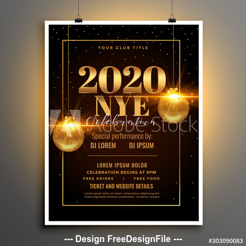 Black and gold cover party flyer template design vector