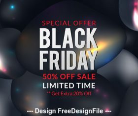 Black friday sale poster with black balloons background vector