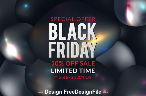 Black friday sale poster with black balloons background vector