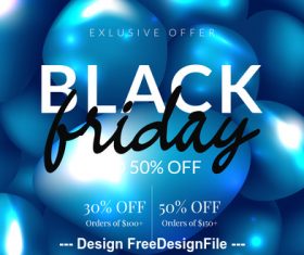 Black friday sale special design and blue balloons background vector