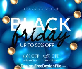 Black friday sale with blue balloons background vector
