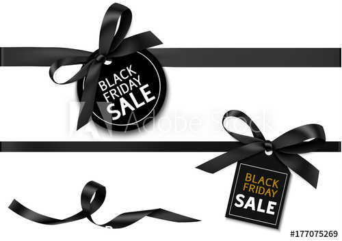 Black ribbon and sale tag vector