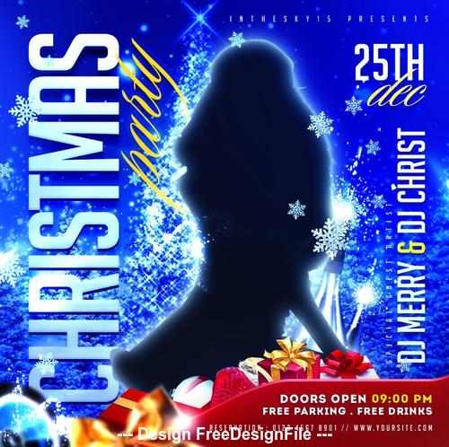 Blue Christmas Party Flyer Psd Template