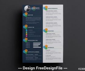 Blue and white resume vector