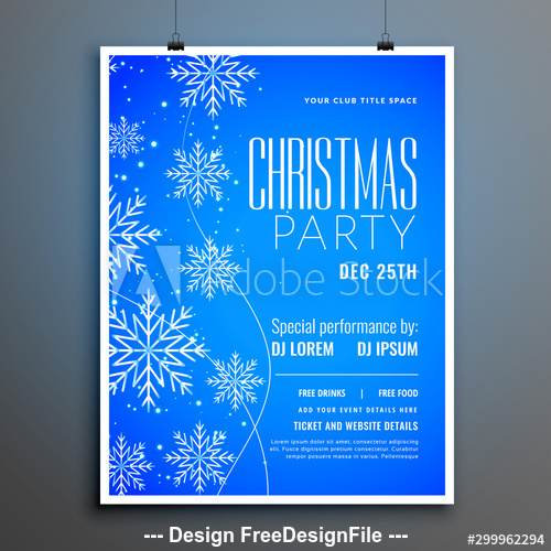Blue background 2020 Christmas cover flyer template design vector