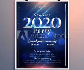 Blue background new year party flyer vector