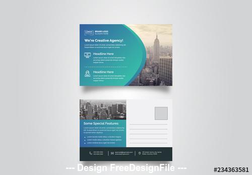 Blue gradient postcard layout vector
