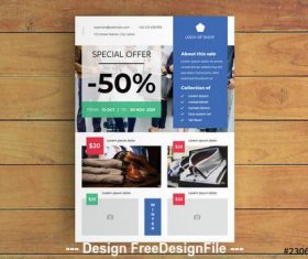 Blue sale flyer layout vector