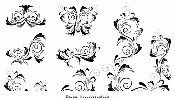 Borders elements swirled shapes vector