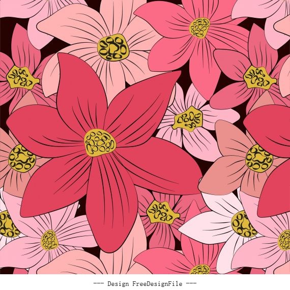 Botany background colored flat handdrawn set vector