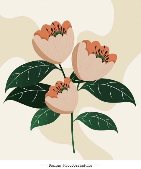 Botany painting blooming colored vector