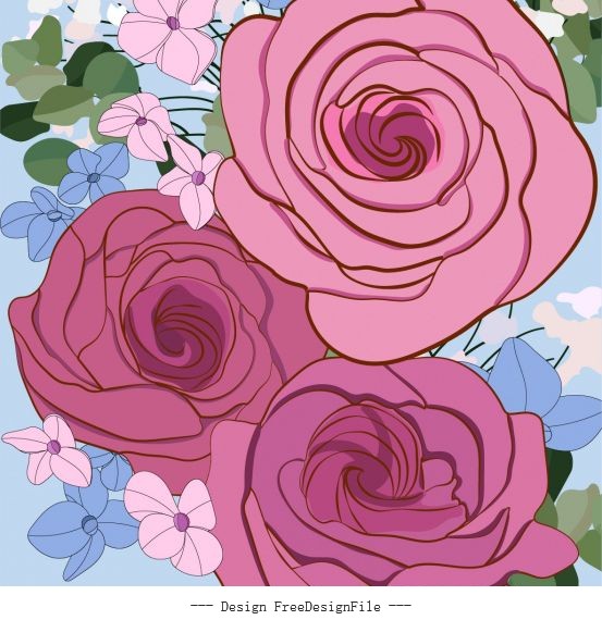 Botany painting classical closeup handdrawn vector