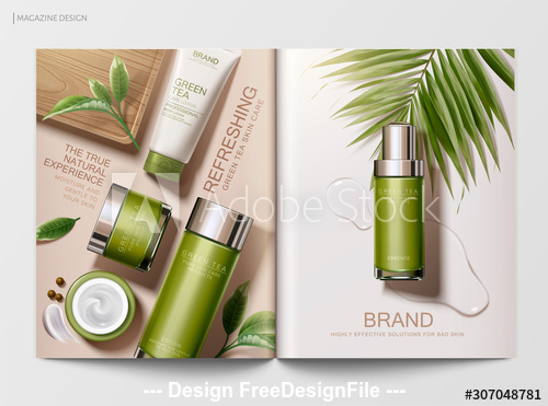 Brand skin care magazine vector template