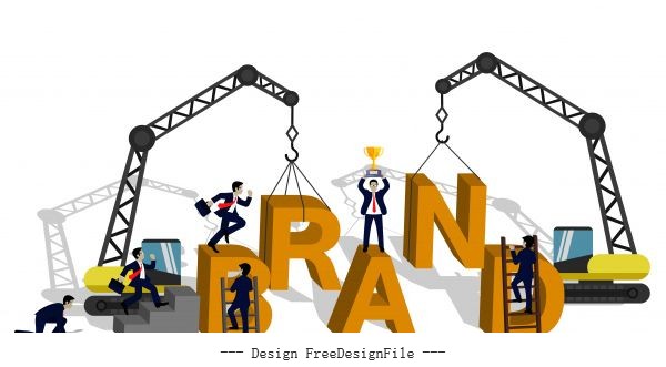 Brand concept competitors who compete in product branding to succeed and is acceptable in market world vector graphics