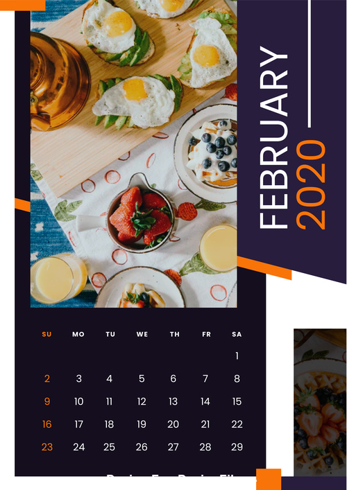 Breakfast gourmet 2020 calendar vector