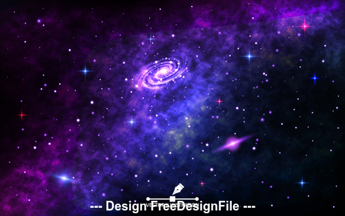 Bright spiral galaxy space background vector