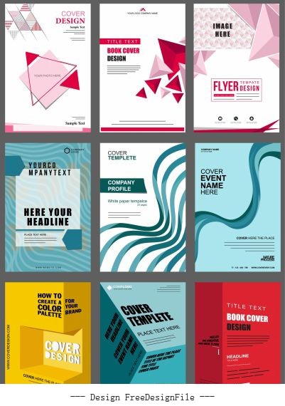 Brochure covers templates modern abstract 3d geometric theme illustration vector