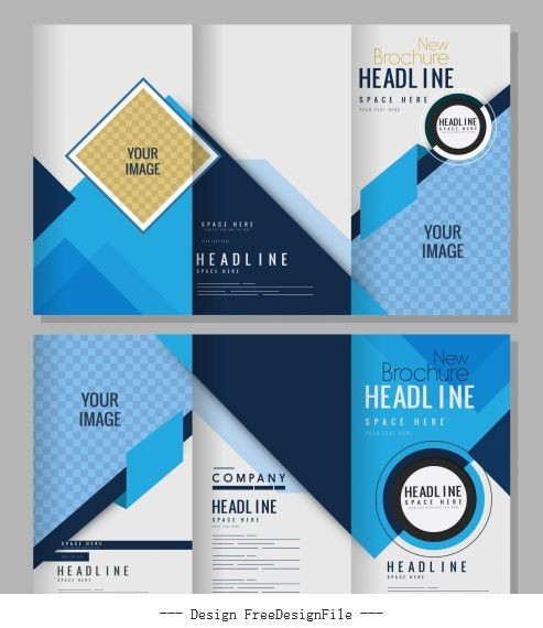 Brochure templates bright abstract modern trifold shape vector