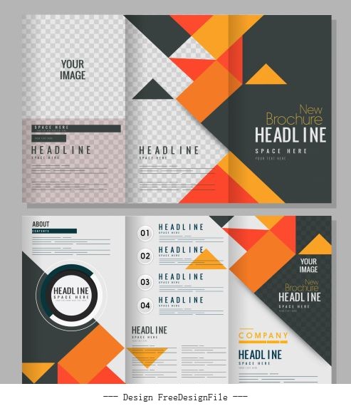 Brochure templates colorful geometric trifold vector