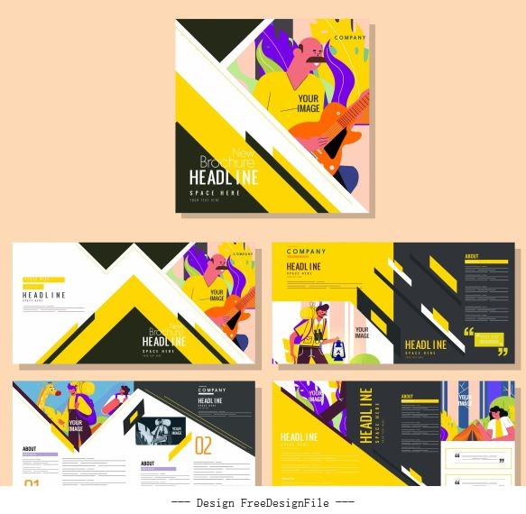 Brochure templates human activities colorful vector