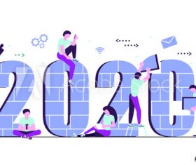 Building 2020 cartoon illustration vector