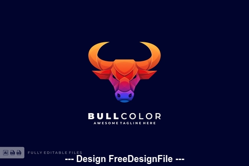 Bull head color gradient logo template vector