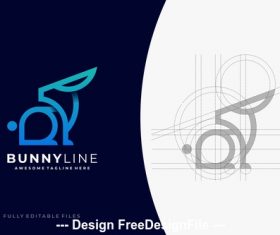Bunny color line logo template vector