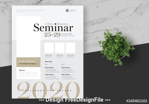 Business seminar flyer with gold vector