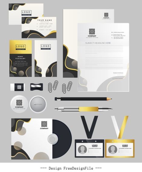 Business brand identity sets modern abstract curves circles set vector
