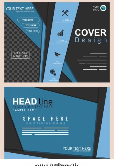 Business brochure templates modern dark colored vector