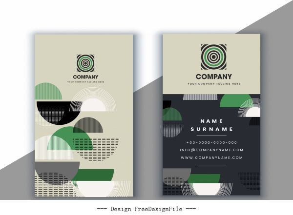 Business card template abstract half circles vector graphics