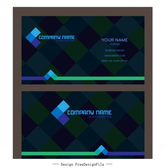 Business card template dark colorful blurred checkered vectors