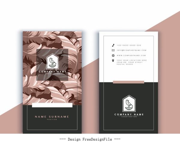 Business card template leaves vector