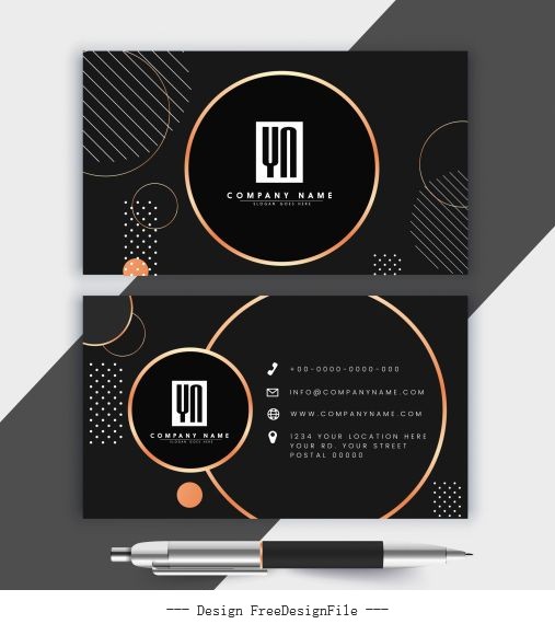 Business card template luxury dark circles illustration vector