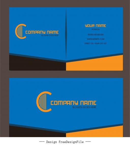 Business card template modern colored plain design vector