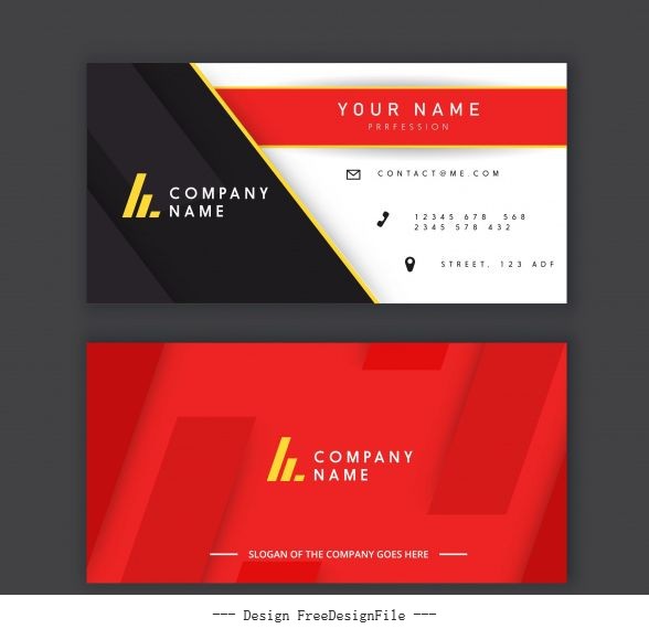 Business card template elegant modern flat black red vector