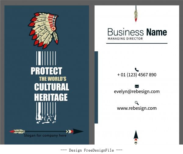 Business card template ethnic elements vector