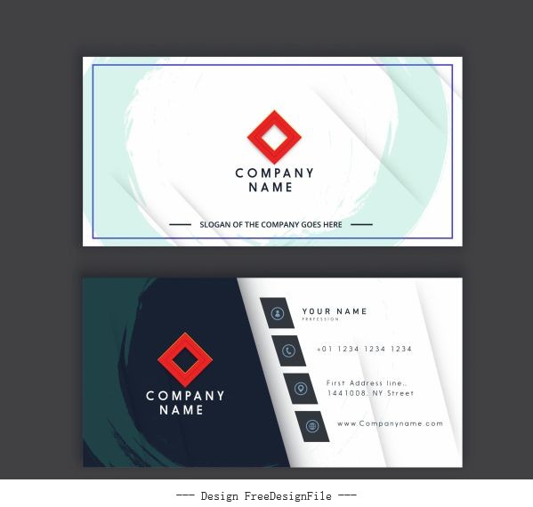 Business card template flat grunge decor contrast vector
