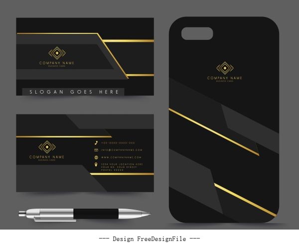 Business card template luxury golden black design vector