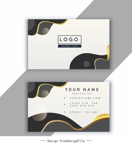Business card template modern bright abstract curves vector