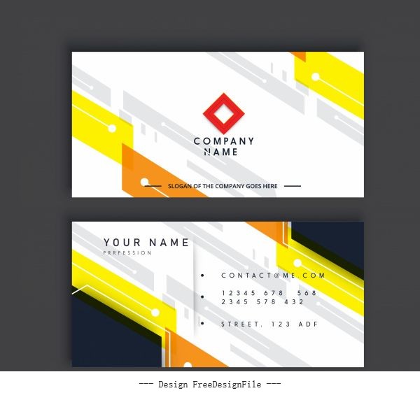 Business card template modern bright abstract flat decor vector
